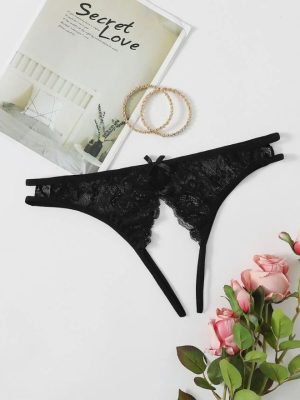 OPEN TO LOVE CROTCHLESS PANTY - Black
