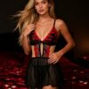 SULTRY SWEETHEART APRON BABYDOLL - Black