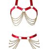 CHAINED SEDUCTION HARNESS SET- Wine Red