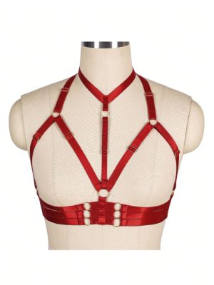 DOMINATING LOVER HARNESS BRA - Wine Red