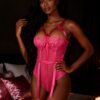 CAGE ME IF YOU CAN GARTER TEDDY - Hot Pink